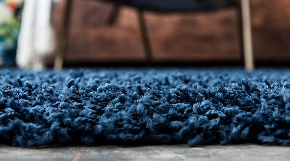 Unique Loom Solo Solid Shag Collection Area Modern Plush Rug Lush & Soft, 5' 0 x 8' 0, Navy Blue KRUG161-P2