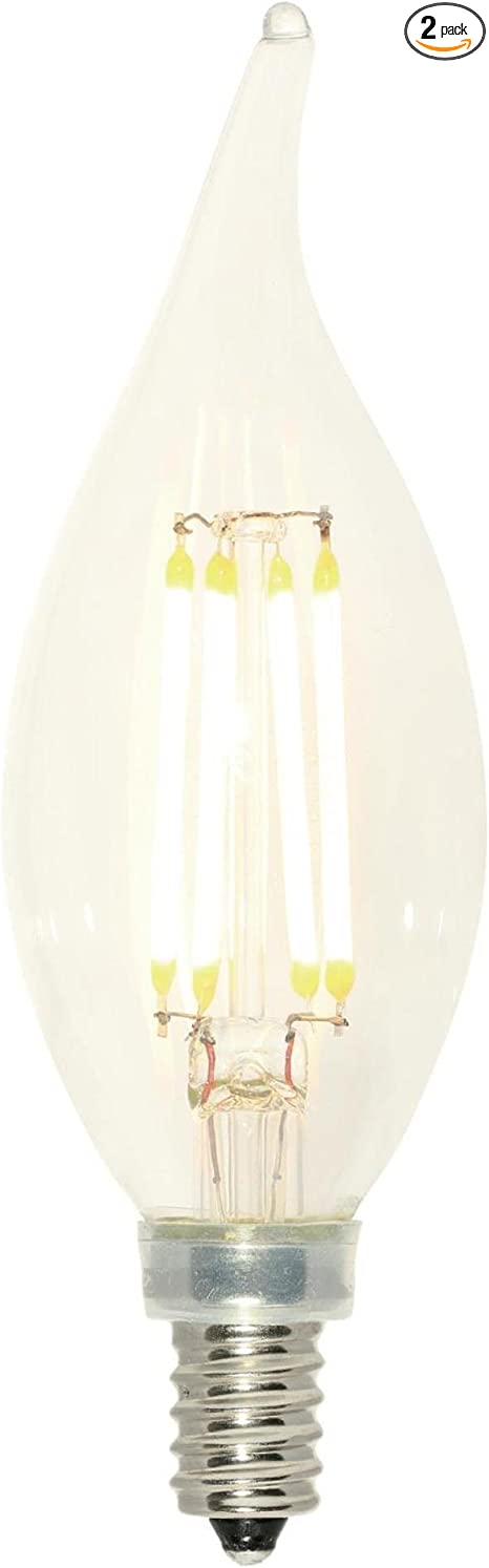 4 (40-Watt Equivalent) CA11 Dimmable Clear Filament Candelabra Base LED Light Bulb, (Set of 2)