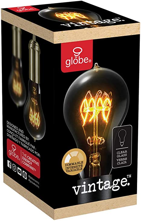 60W Vintage Edison A19 Quad Loop Incandescent Filament Light Bulb, E26 Base, 245 Lumens, (Set of 12)