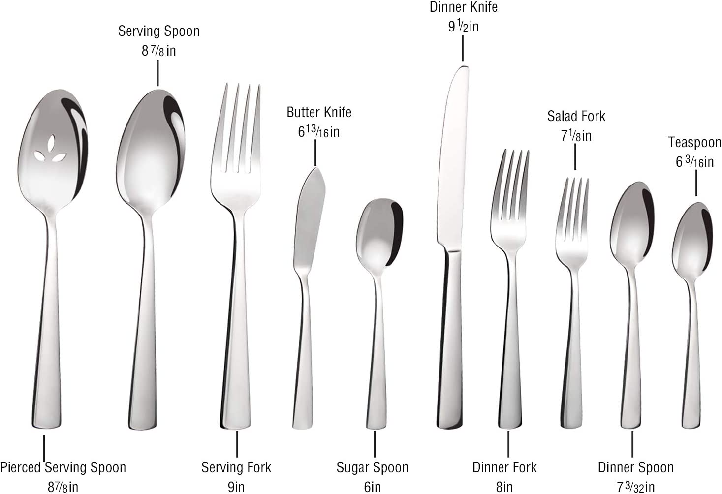 45-Piece Silverware Flatware Cutlery Set in Ergonomic Design Size and Weight, Durable Stainless Steel Tableware Service for 8, Dishwasher Safe
