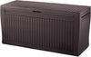 Keter Comfy 71 Gallon Resin Plastic Wood Look All Weather Outdoor Storage Deck Box, Brown