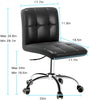 360° Office Desk Chair,PU Adjustable Rolling Task Chair with Backrest for Barber,Office,Home, Computer,360° Swivel,Armless,Black KB2609-A4-B3-P2