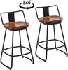 Bar Stools Industrial Metal bar Stools Counter Height Stools Dining Chair Set of 2 (Low Back Swivel Black with Wood U4-M, 30