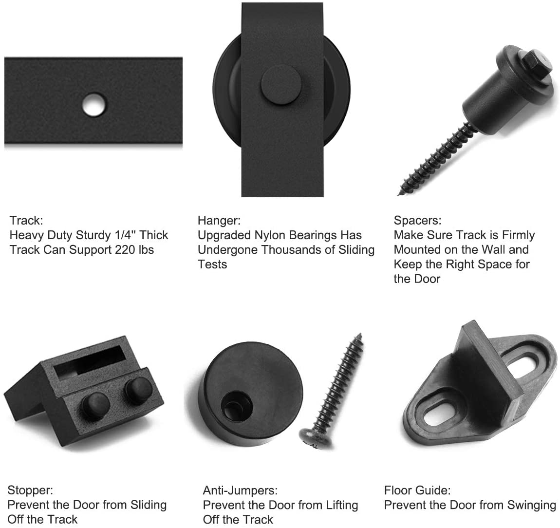 6ft Heavy Duty Sturdy Sliding Barn Door Hardware Kit K6866