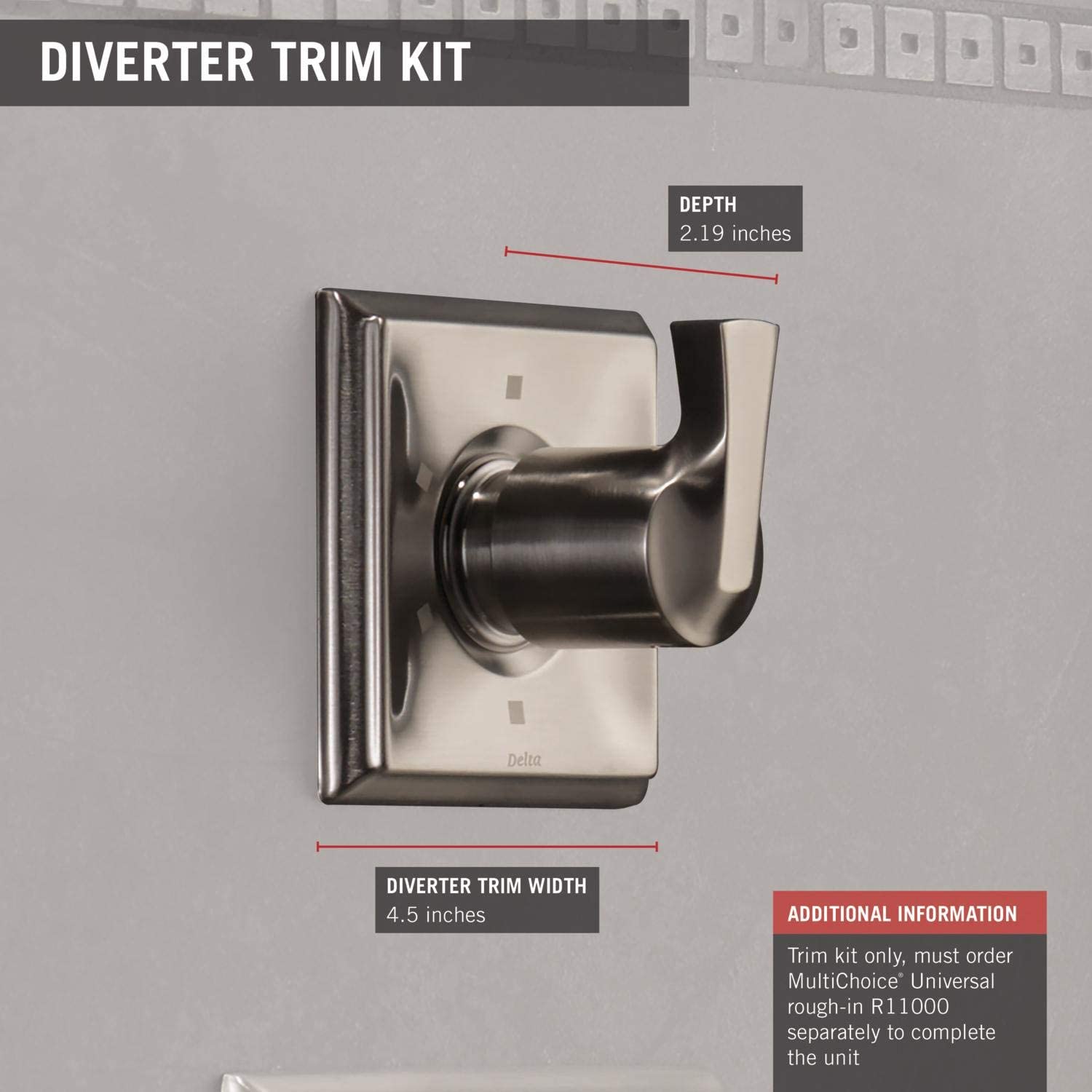 Faucet Dryden 3-Setting Shower Handle Diverter Trim Kit, Stainless (Valve Not Included)