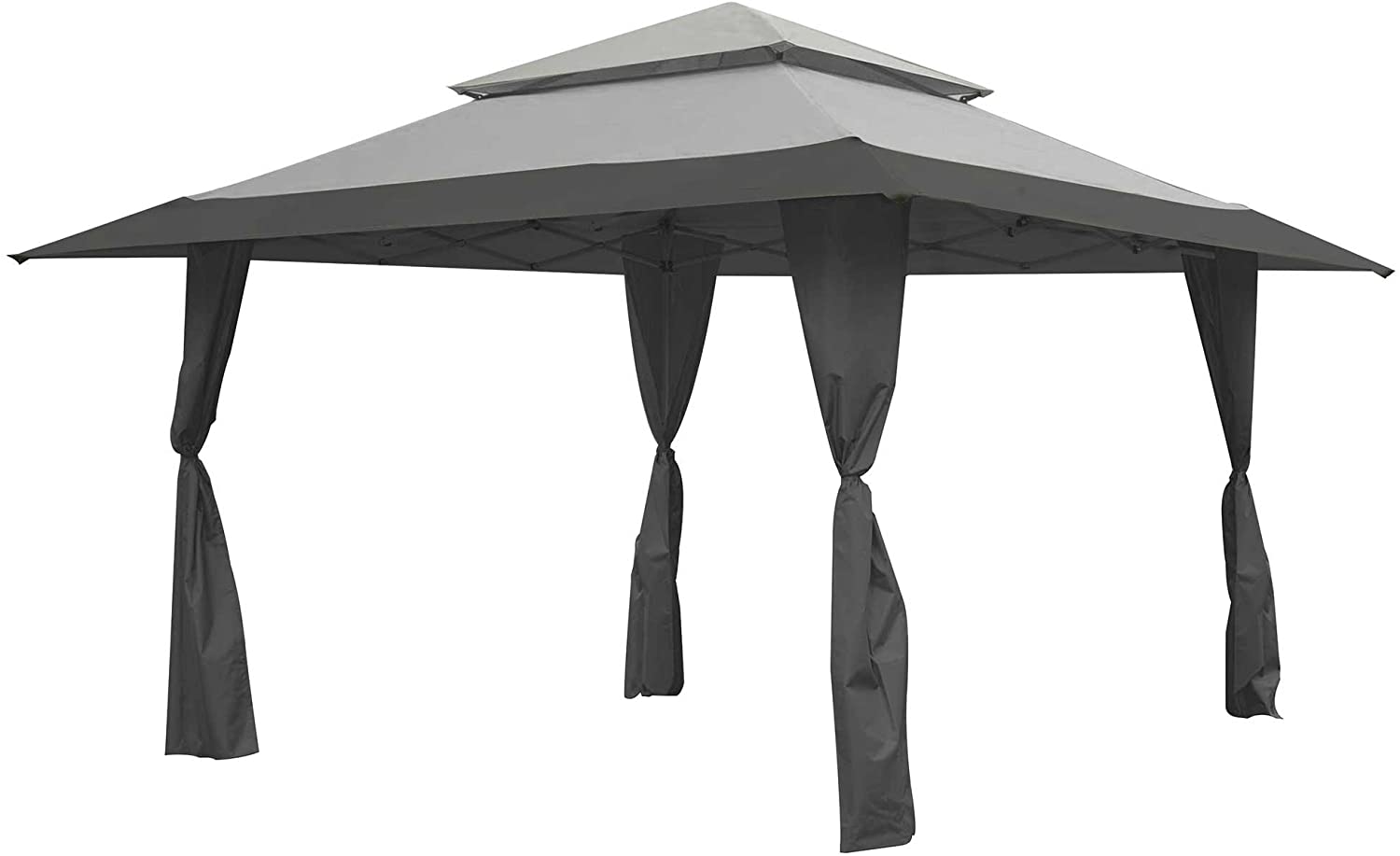 Z-Shade 13 x 13 Foot Instant Gazebo Outdoor Canopy Patio Shelter Tent with Reliable Stakes, Steel Frame, and Rolling Bag, Gray