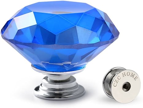 10 Pcs Diamond Crystal Knobs for Cabinets, Drawers, and Shelves (Blue)