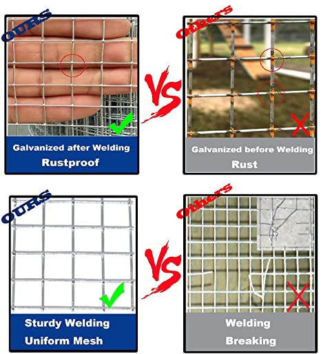 48x100 Hardware Cloth 1/2 Inch 19Ga,Chicken Coop Wire,Hot Dipped Galvanized Wire Mesh Roll, Chicken Wire Fence Rolls, Welded Wire Fencing, Chicken Wire Fencing, Concrete Wire Mesh , rabbit wire
