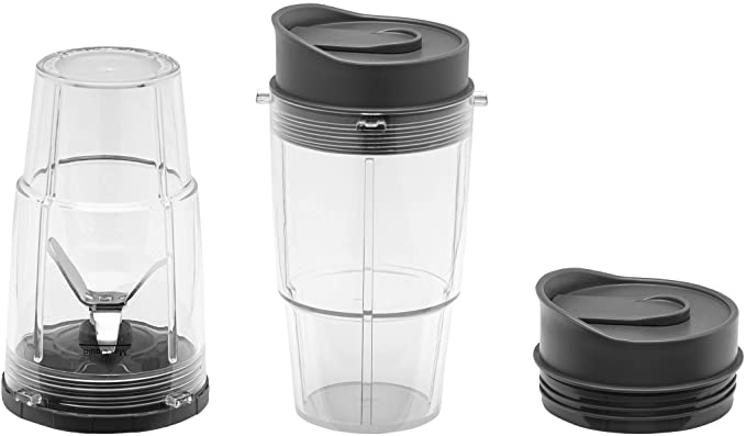 Blender Accessory Kit | Includes (2) 16-Ounce Blender Cups & (2) To-Go Lids| Attach, Blend, and Go | Dishwasher Safe | Stainless Steel Blade