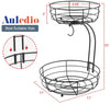 Auledio 2-Tier Countertop Fruit Vegetables Basket Bowl Storage With Banana Hanger, Black HAB285