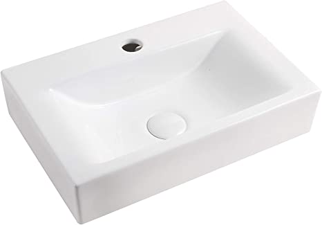 1601 Porcelain Rectangular Wall-Mounted Compact Sink, (18 x 12.1 x 4 Inches)