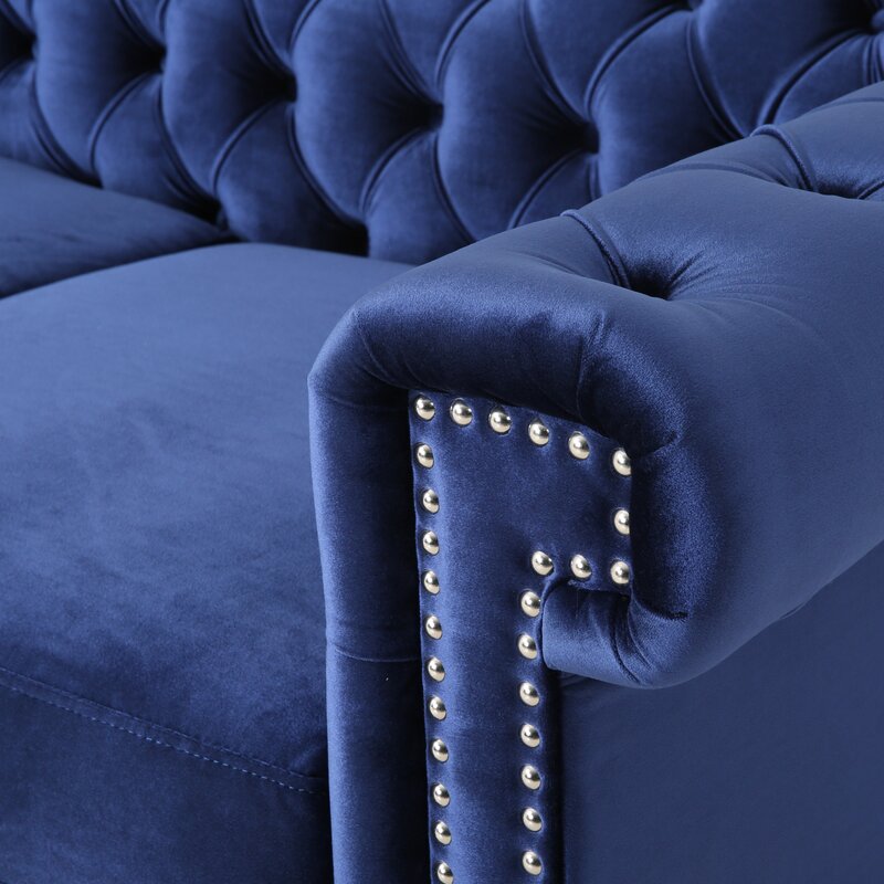 61'' Velvet Rolled Arm Chesterfield Loveseat KB1039