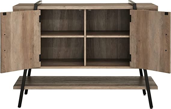 46.5 x 17.7 x 35H Mid Century Server with Stone Grey Distressed Finish