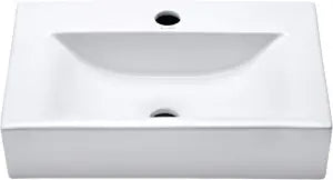 1601 Porcelain Rectangular Wall-Mounted Compact Sink, (18 x 12.1 x 4 Inches)