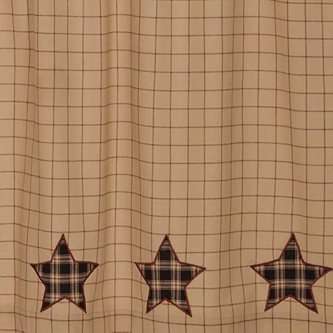 Bingham Star Panel Applique Star Set of 2 84" x 40" Country Curtains, Tan