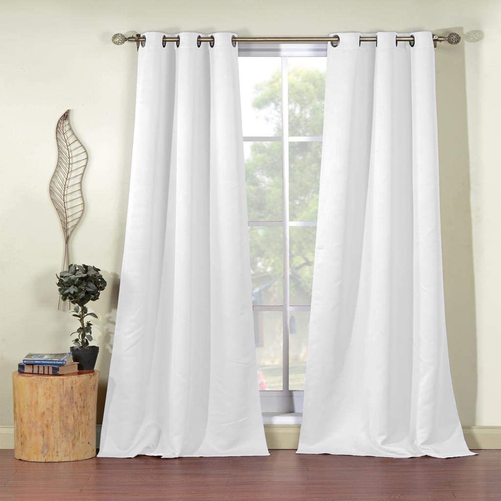 Blackout365 Steyna Blackout Window Curtain, 38 x 84 Inches, White (Set of 2) B103-KS416