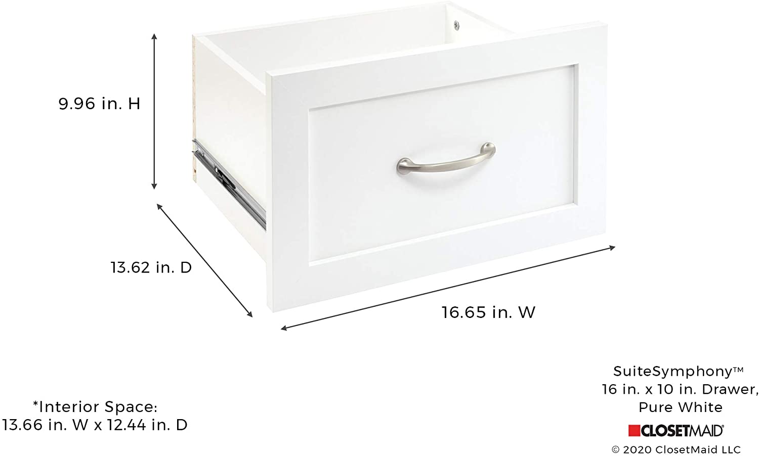 ClosetMaid SuiteSymphony Starter Tower Kit, 16" X 10" Drawer, Pure White KB1350-A5-B2-P1