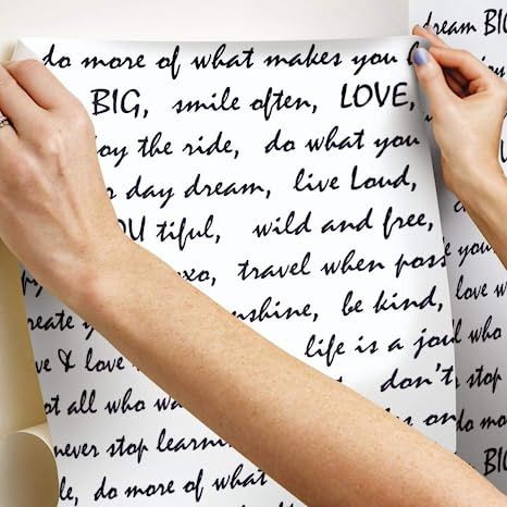 Black Dream Big Script Peel and Stick Wallpaper, 20.5in x 16.5ft