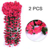 2 Pack Artificial Hanging Flowers Plants, Silk Hanging Basket Lifelike Garland for Home Wedding Garden/Yard String Floral Decoration (Rose Red)