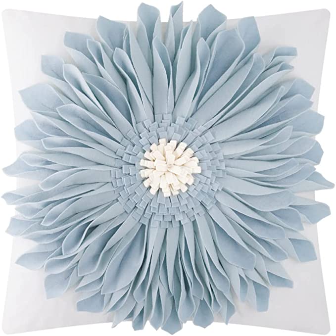 3D Sunflower Handmade Throw Pillow Covers Floral Pillowcases Decorative Pillow Shams Home Couch Bed Living Room Decor 18x18 Inch, (Set of 2)