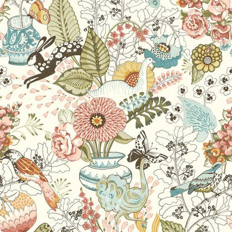 A-STREET PRINTS WHIMSY FAUNA PINK WALLPAPER