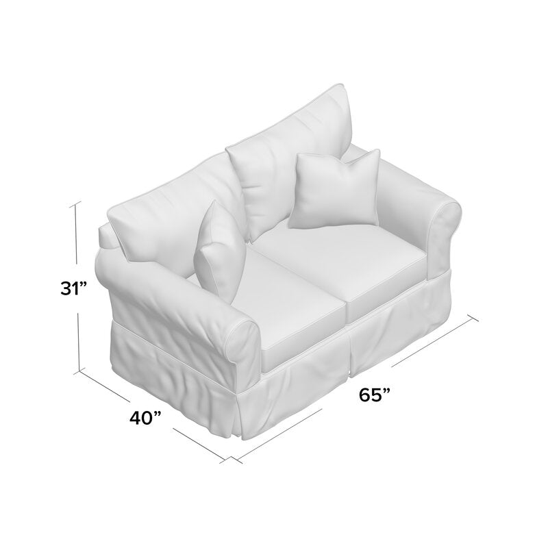 65'' Rolled Arm Slipcovered Loveseat with Reversible Cushions CAO105