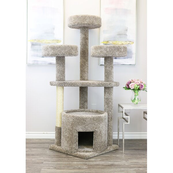 Beige/Gray/Taupe 65" Maine Coon House Cat Condo K8645
