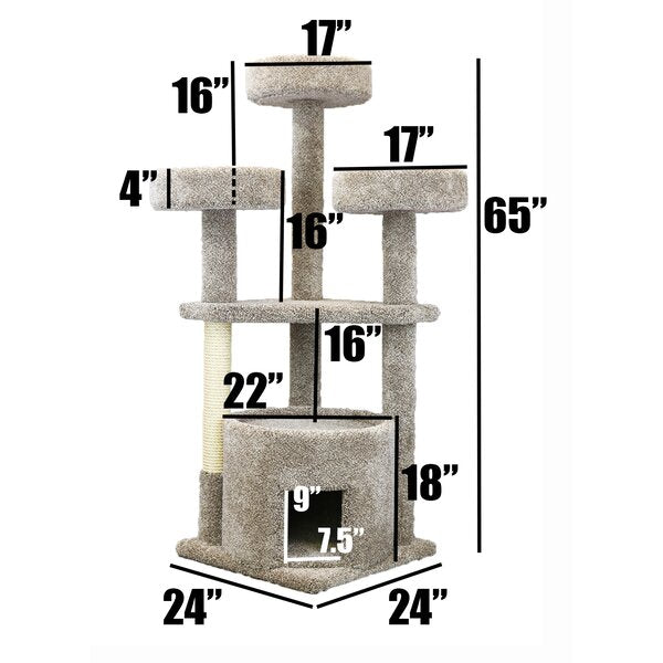 Beige/Gray/Taupe 65" Maine Coon House Cat Condo K8645