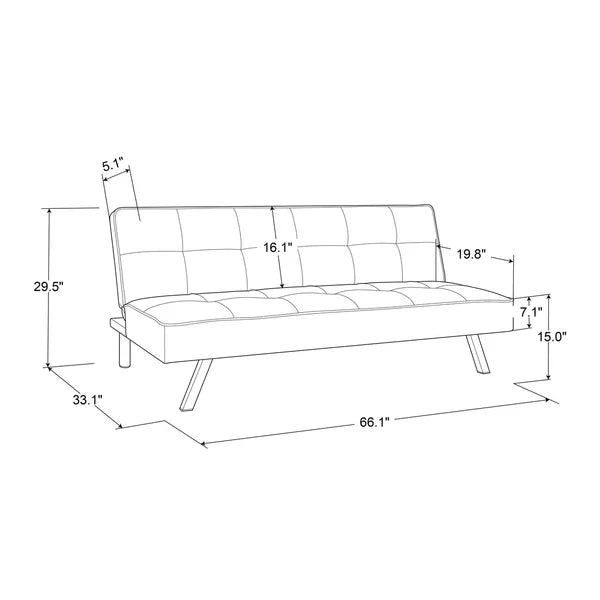 66.1" Wide Tufted Back Convertible Sofa