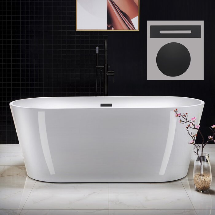 67" x 32" Freestanding Soaking Acrylic Bathtub