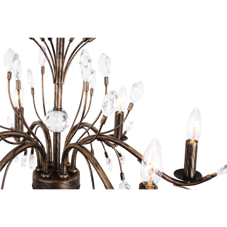 6 - Light Candle Style Unique Chandelier with Crystal Accents