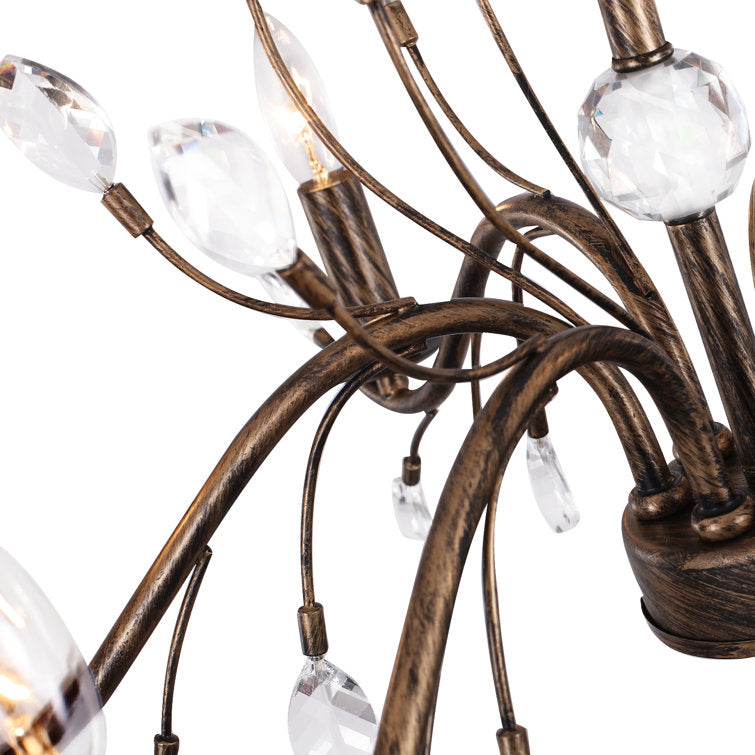 6 - Light Candle Style Unique Chandelier with Crystal Accents