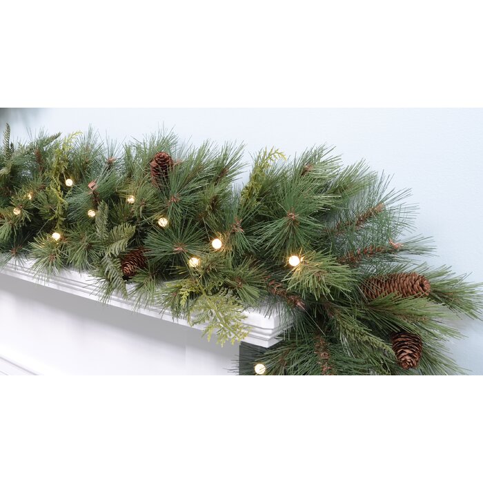 6' Mixed Cedar Garland with 35 Warm Lights