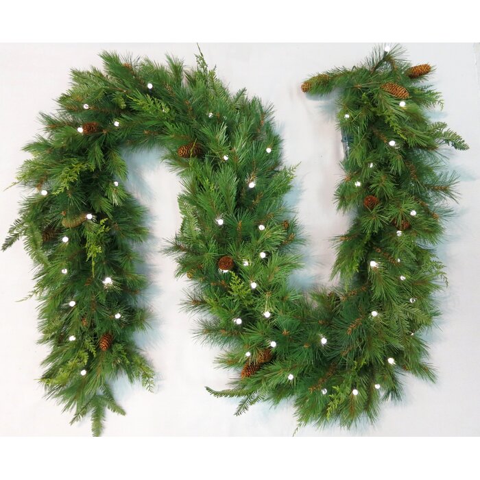 6' Mixed Cedar Garland with 35 Warm Lights
