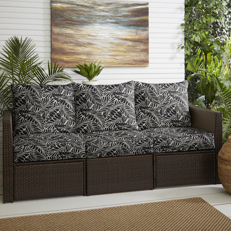 BlackWhite Corded Indoor/Outdoor Sofa Cushion (Set of 2) ts417