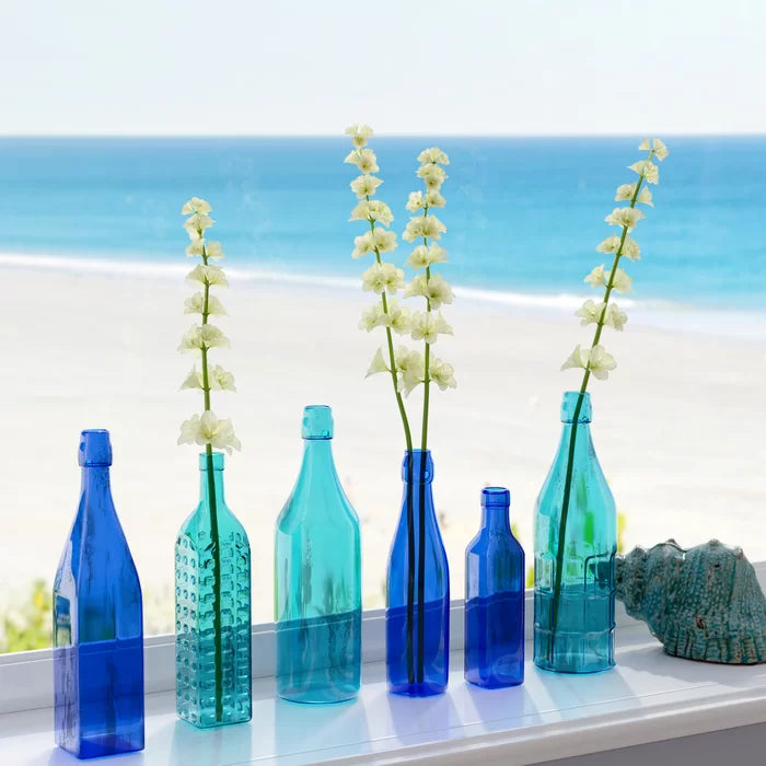 6 Piece Ronda Blue Glass Decorative Bottles Set