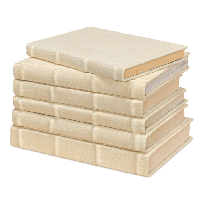 6 Piece Saugus Ecru Linen Decorative Book Set