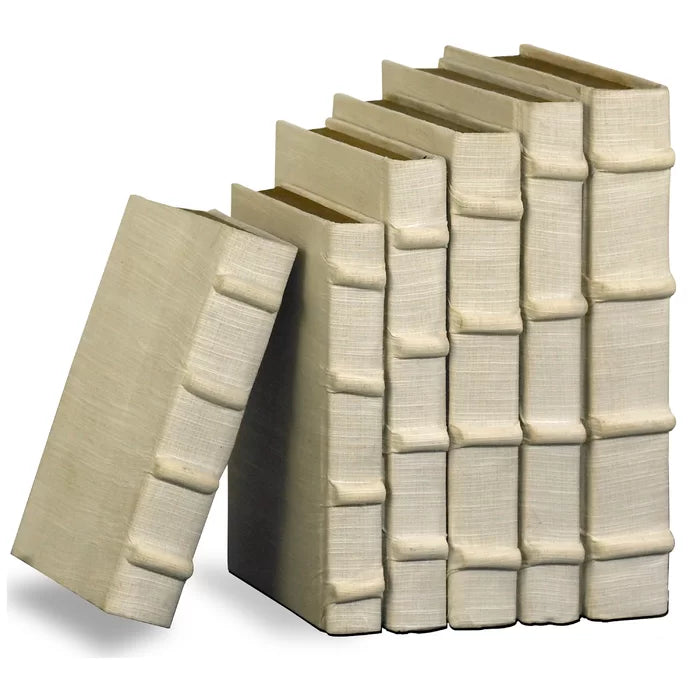 6 Piece Saugus Ecru Linen Decorative Book Set
