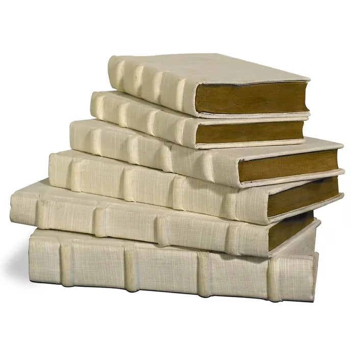 6 Piece Saugus Ecru Linen Decorative Book Set