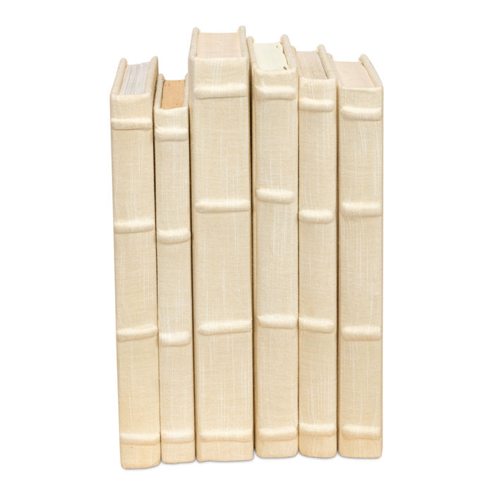 6 Piece Saugus Ecru Linen Decorative Book Set