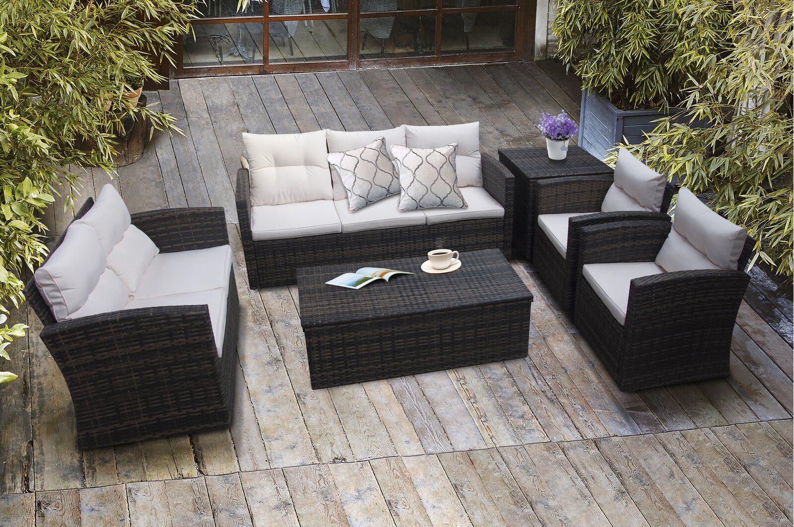 Beige 6 Piece Sofa Seating Group with Cushions (2 Boxes) K7503