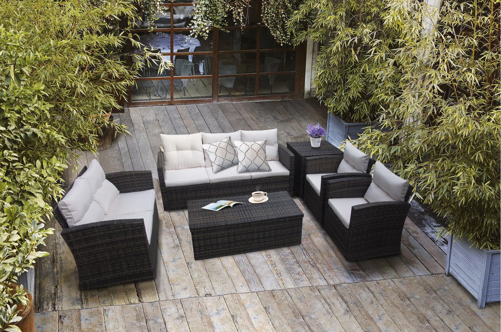 Beige 6 Piece Sofa Seating Group with Cushions (2 Boxes) K7503