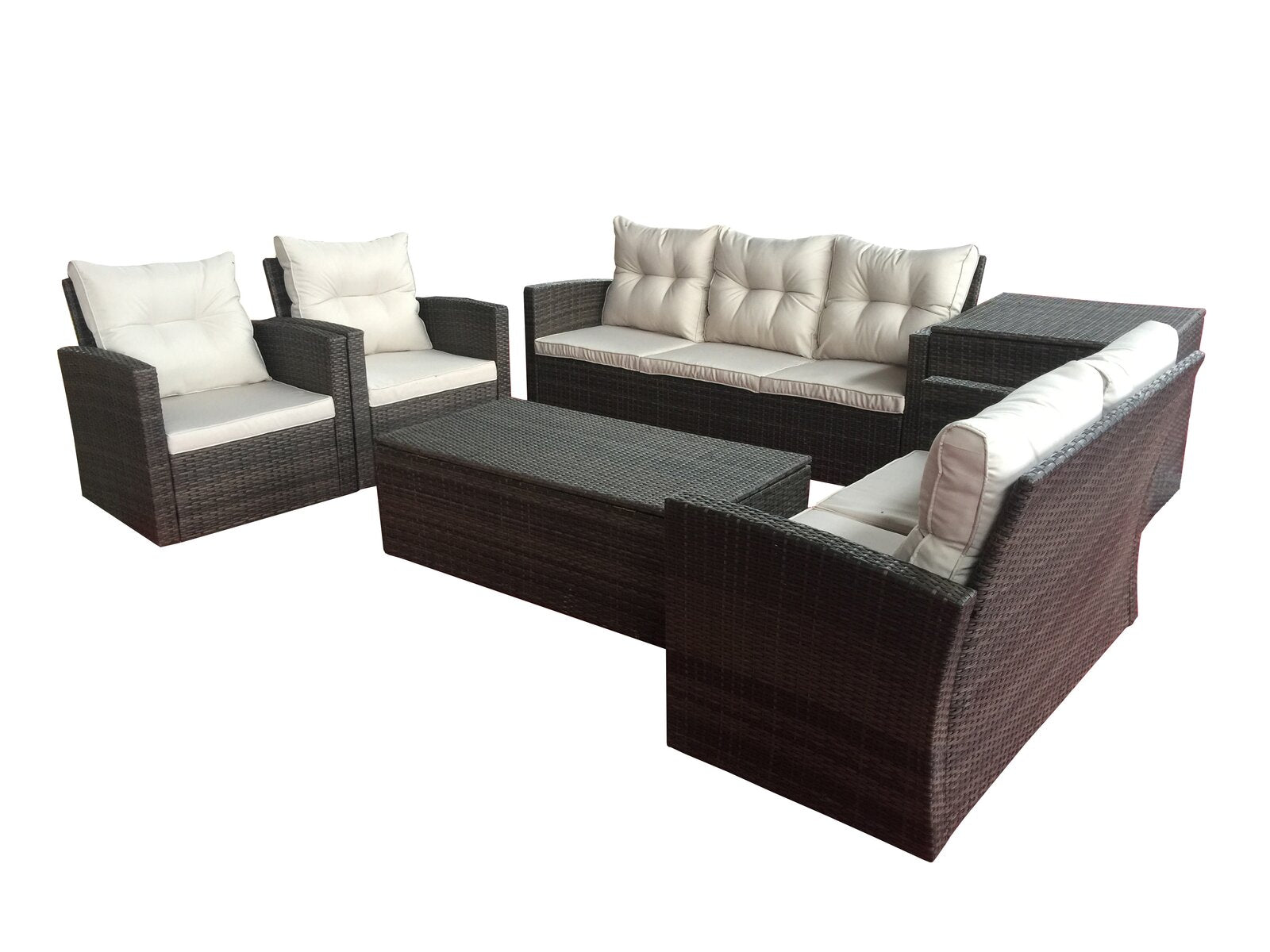 Beige 6 Piece Sofa Seating Group with Cushions (2 Boxes) K7503