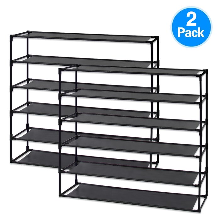 6 Tier Steel 60 Pair Shoe Rack (Set of 2)
