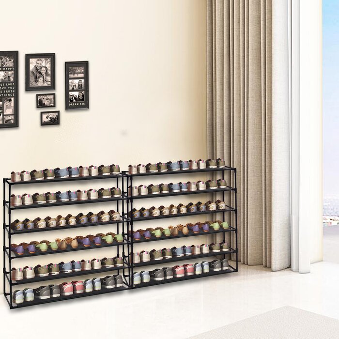 6 Tier Steel 60 Pair Shoe Rack (Set of 2)