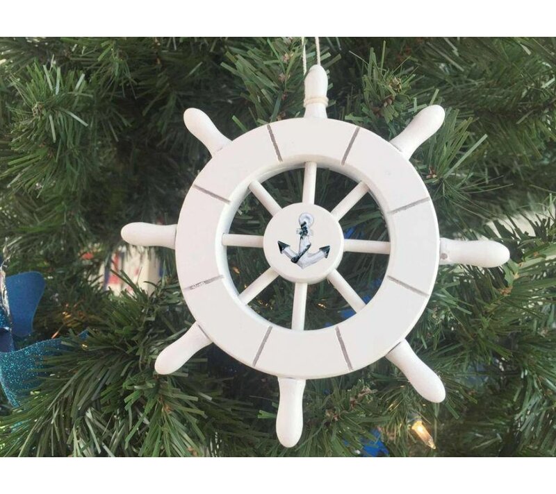 6" Decorative Ship Wheel with Anchor Christmas Tree Ornament B10-LC431