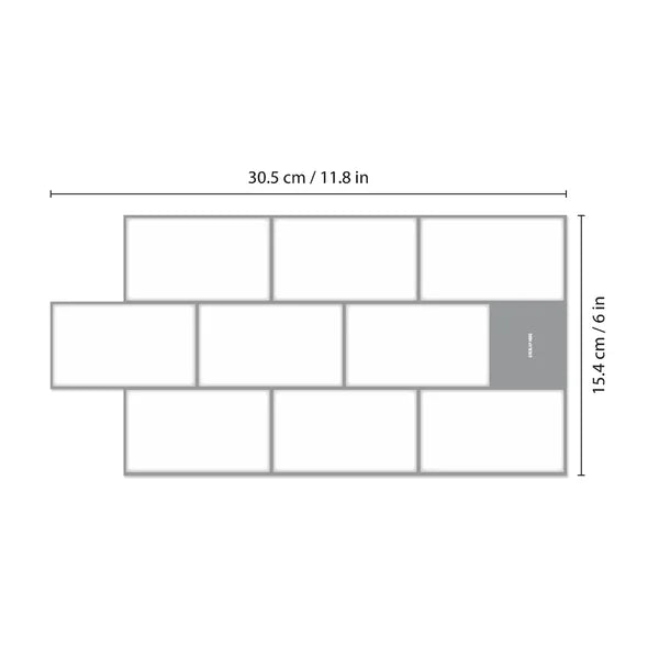 6" x 12" Gel Peel & Stick Subway Tile (Set of 12)