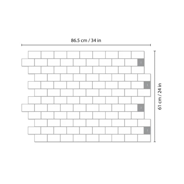 6" x 12" Gel Peel & Stick Subway Tile (Set of 12)