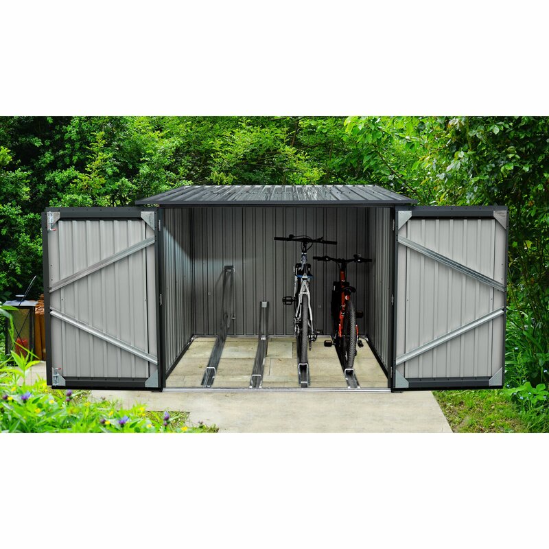 6 ft. 9 in. W x 6 ft. 8 in. D Metal Horizontal Bike Shed *AS-IS* KB1015