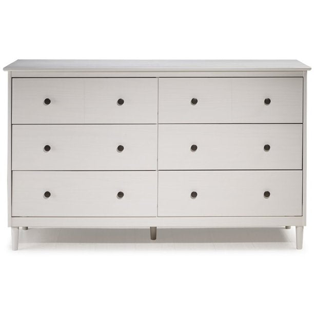6 Drawer Solid Wood Dresser in White